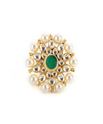 Oversized round cocktail kundan ring 3