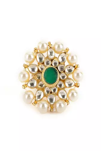 Oversized round cocktail kundan ring
