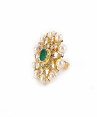 Oversized round cocktail kundan ring 4