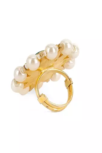 Oversized round cocktail kundan ring