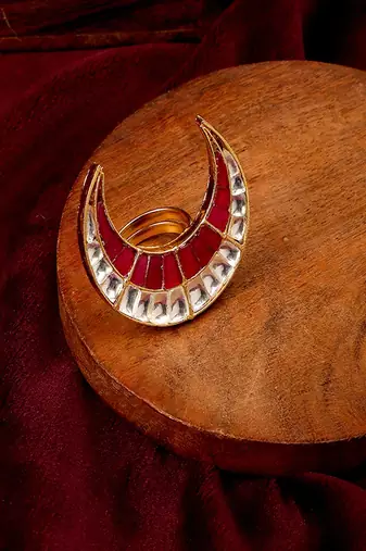 Half moon kundan ring