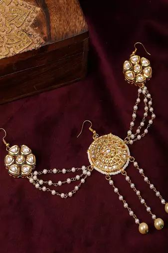 Kundan juda pin with pearls