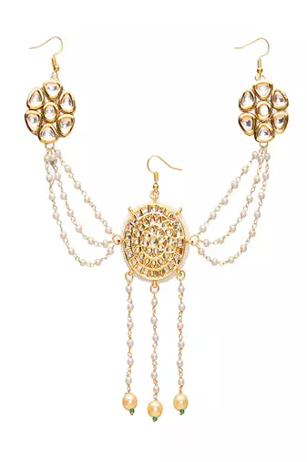 Kundan juda pin with pearls
