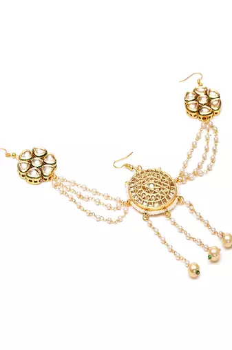 Kundan juda pin with pearls