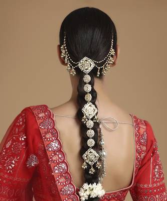 Kundan and pearl hair braid (chotti) 1