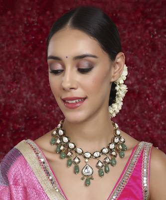 Kundan and stone meenakari necklace 1