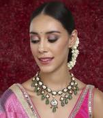 Kundan and stone meenakari necklace