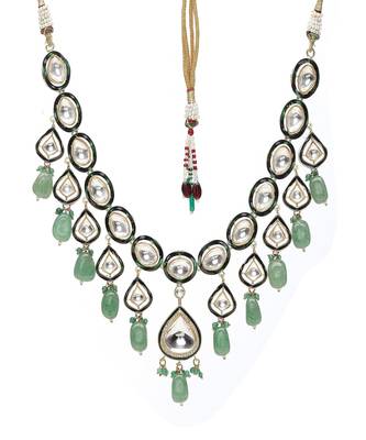 Kundan and stone meenakari necklace 4