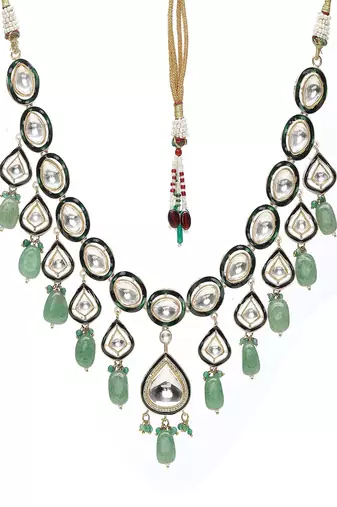 Kundan and stone meenakari necklace