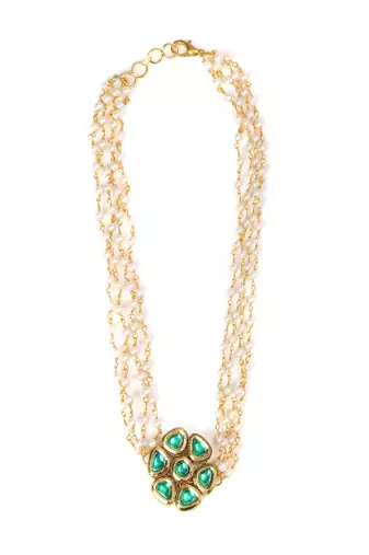 Meenakari kundan choker in pearl strings