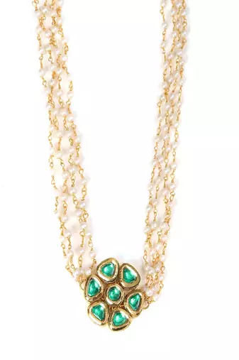 Meenakari kundan choker in pearl strings