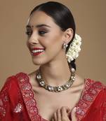 Golden kundan & mossainite hasli choker with studs