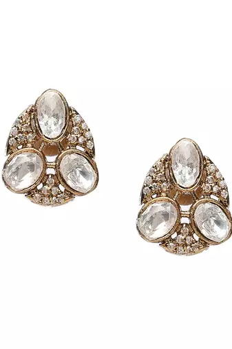 Golden kundan & mossainite hasli choker with studs
