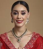 Multi color kundan and stone choker with earrings