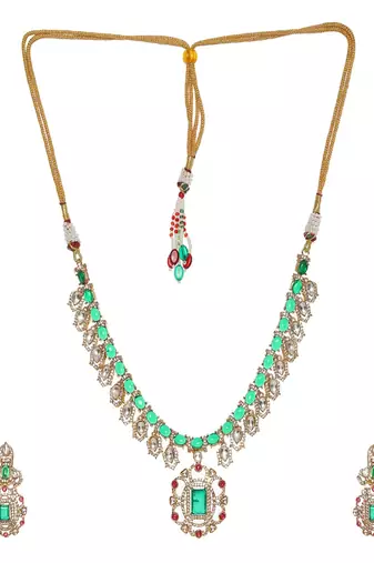 Multi color kundan and stone choker with earrings