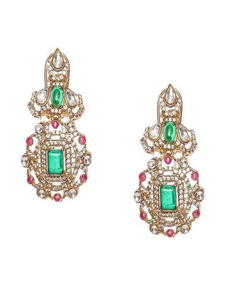 Multi color kundan and stone choker with earrings 4