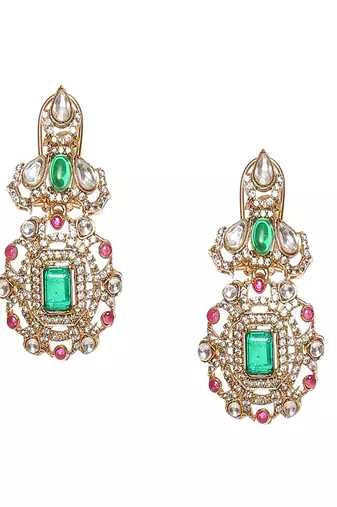Multi color kundan and stone choker with earrings