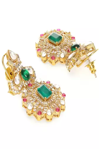 Multi color kundan and stone choker with earrings
