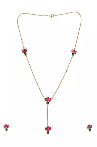 Handcrafted patchi kundan necklace with studs