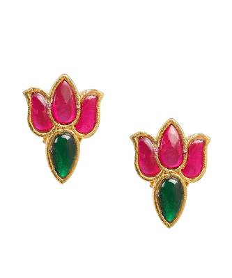Handcrafted patchi kundan necklace with studs 4