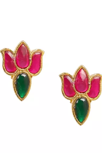 Handcrafted patchi kundan necklace with studs