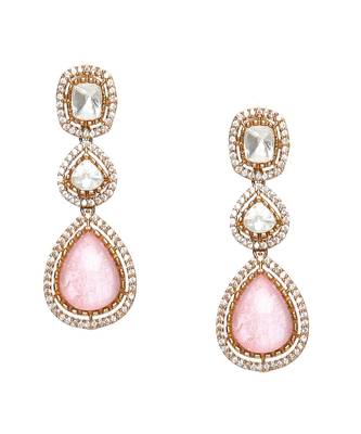 Multi stone and mossainite kundan choker with matching earrings and maang tikka 4
