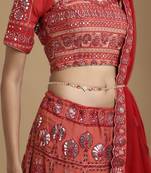 Red stone & clear patchi kundan in pearl kamar band