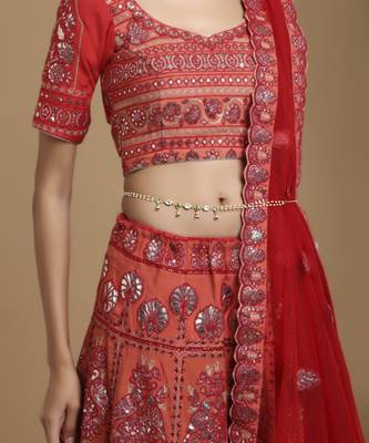 Green stone & clear patchi kundan in pearl kamar band 1