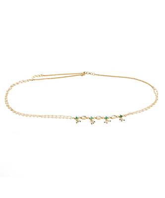 Green stone & clear patchi kundan in pearl kamar band 3