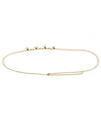 Green stone & clear patchi kundan in pearl kamar band 4