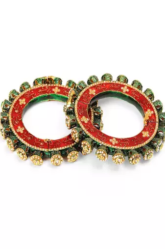 Meenakari handcrafted heavy bangles (set of 2)