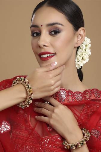 Pearl meenakari handcrafted heavy bangles (set of 2)