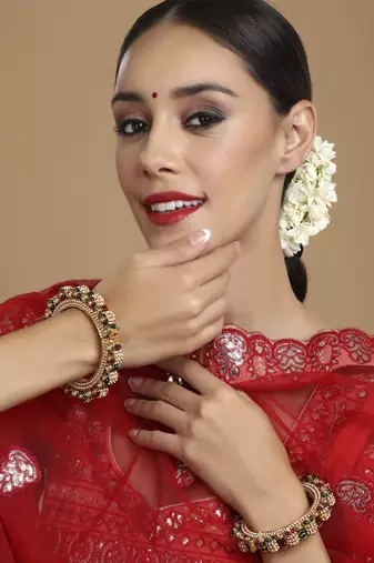 Pearl meenakari handcrafted heavy bangles (set of 2)