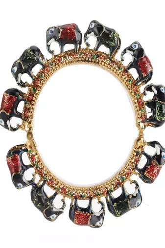 Elephant blue meenakari handcrafted heavy bangles (set of 2)