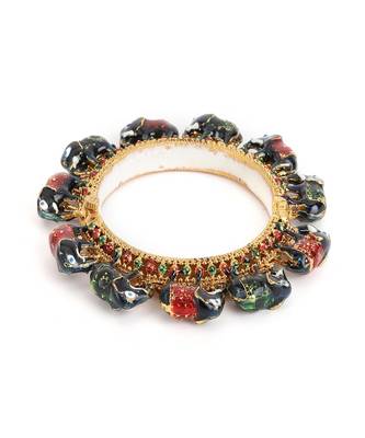 Elephant blue meenakari handcrafted heavy bangles (set of 2) 4