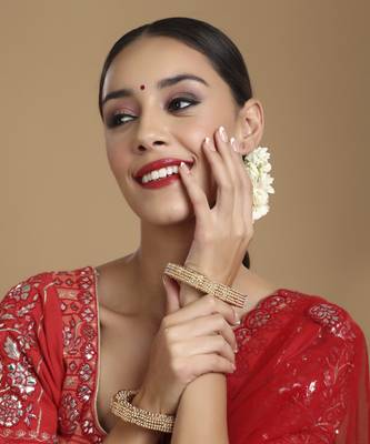 Golden pearl handcrafted heavy bangles (set of 2) 1