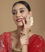 Golden pearl handcrafted heavy bangles (set of 2)