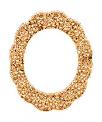Golden pearl handcrafted heavy bangles (set of 2) 3