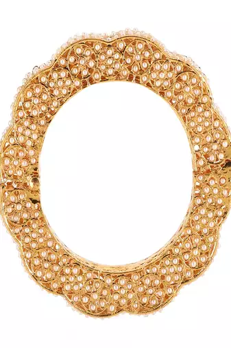 Golden pearl handcrafted heavy bangles (set of 2)