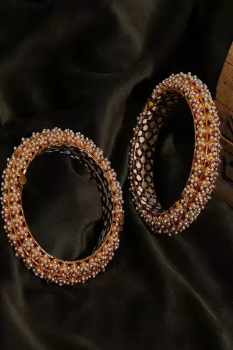 Handcrafted pearl heavy bangles (set of 2)