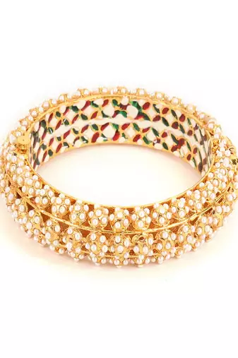 Handcrafted pearl heavy bangles (set of 2)