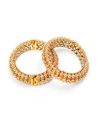 Handcrafted pearl heavy bangles (set of 2) 5