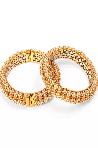 Handcrafted pearl heavy bangles (set of 2)