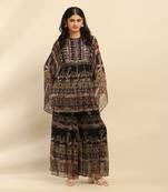 Black tanishqa kurti with sharara co-ord set