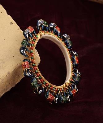 Elephant blue meenakari handcrafted heavy bangle 2