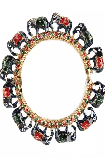 Elephant blue meenakari handcrafted heavy bangle