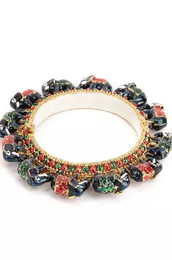 Elephant blue meenakari handcrafted heavy bangle