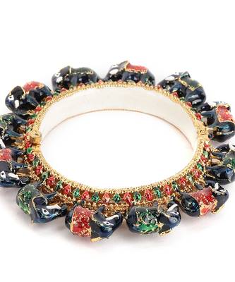 Elephant blue meenakari handcrafted heavy bangle 5