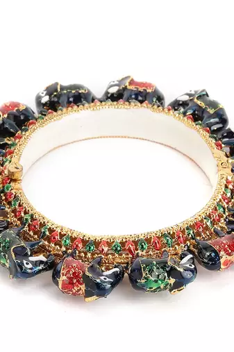 Elephant blue meenakari handcrafted heavy bangle