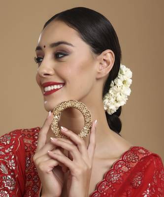 Golden pearl handcrafted heavy bangle 1